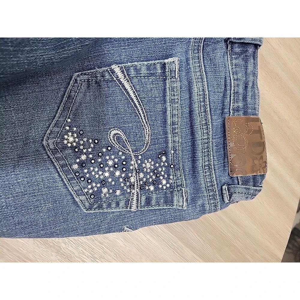 Limited Too Girls Boot Cut Gemstones Streetcore Blue Jeans Sz 8